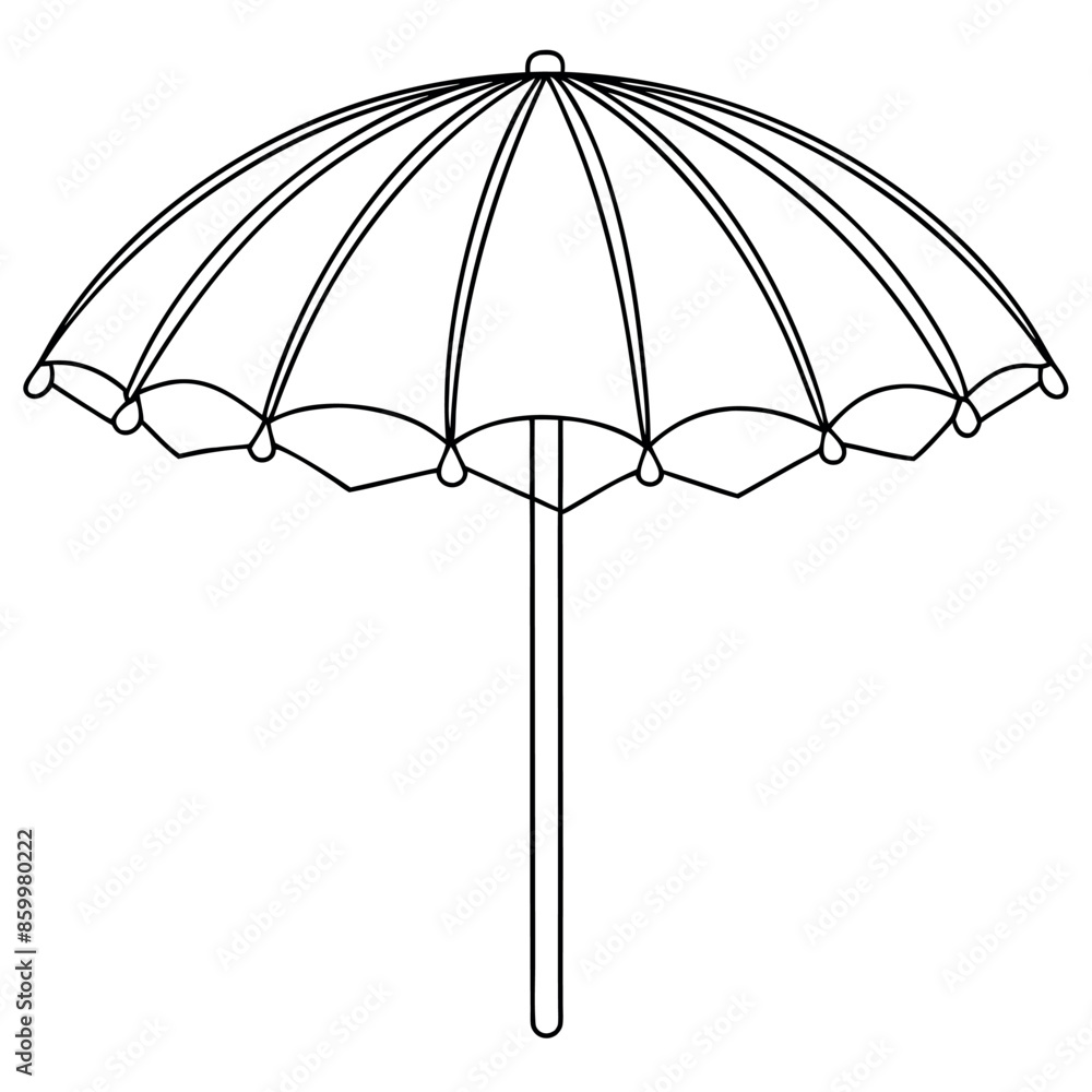 Kids' colouring pages with a vector seashore umbrella Kids' colouring pages with a vector seashore umbrella