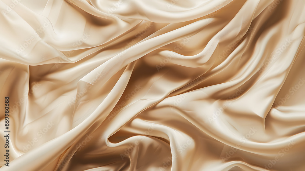 Beige cream silk satin Draped fabric Light pale brown luxury background with space for design Flat lay top view table TemplateWide banner Panoramic Soft folds Sepia tonedVintage retro : Generative AI Beige cream silk satin Draped fabric Light pale brown luxury background with space for design Flat lay top view table TemplateWide banner Panoramic Soft folds Sepia tonedVintage retro : Generative AI