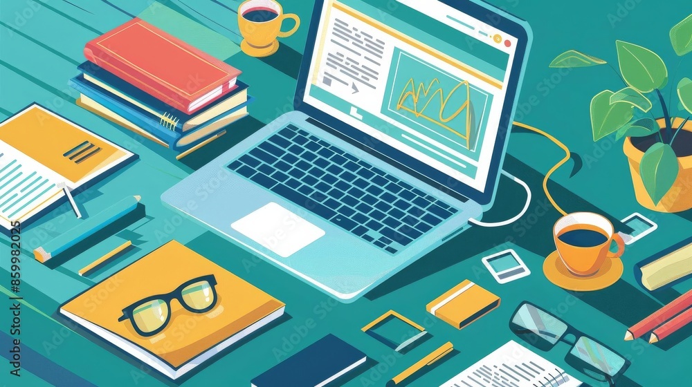 Create a scene of students attending online classes from home with laptops and notebooks while teachers provide lessons and guidance through video calls. Create a scene of students attending online classes from home with laptops and notebooks while teachers provide lessons and guidance through video calls.
