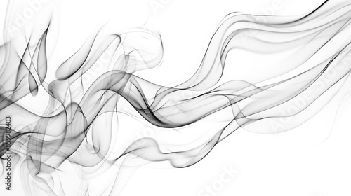 A photo of black smoke swirling and dancing in a white background © Alex