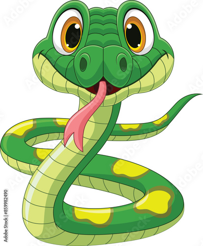 Illustration of funny green snake