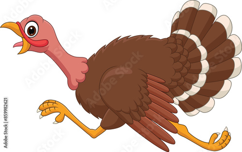 Illustration of cartoon turkey running