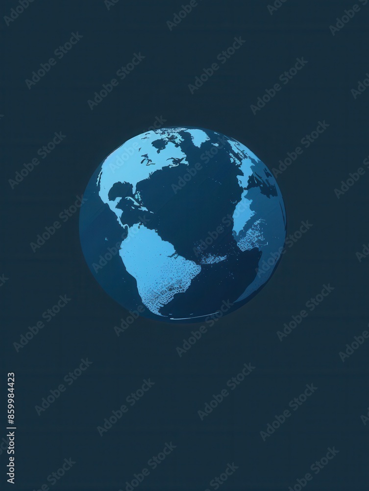 Fototapeta premium A minimalist illustration of a blue globe with continents, perfect for travel agencies and global travel companies. Generative AI