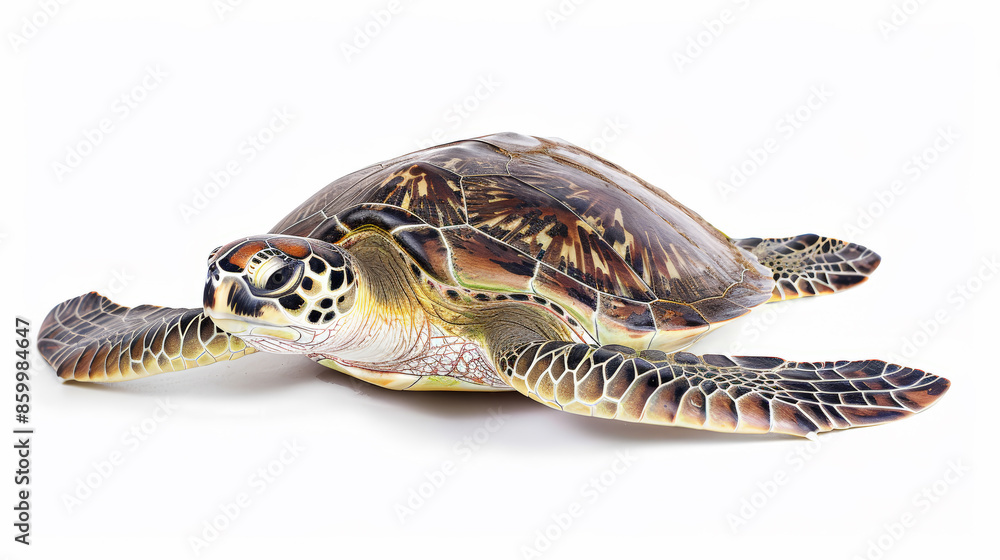 Obraz premium Graceful Sea Turtle on White. Generative AI