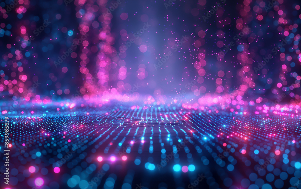 Obraz premium Abstract Digital Background with Neon Lights