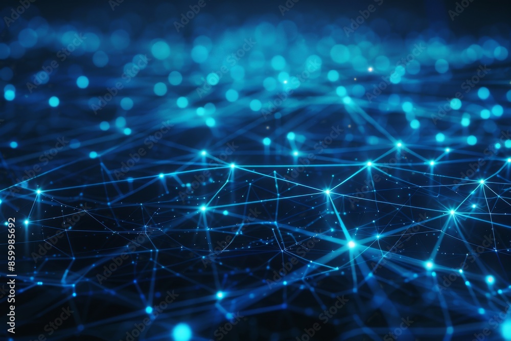 Abstract Blue Network with Glowing Nodes Abstract Blue Network with Glowing Nodes