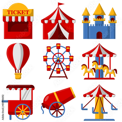 illustration of a set of icons of a carnival