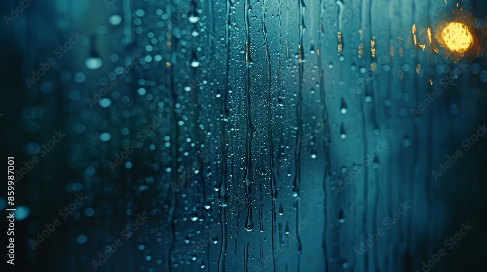 Raindrops on Window Illuminated by Distant Light During Night Raindrops on Window Illuminated by Distant Light During Night