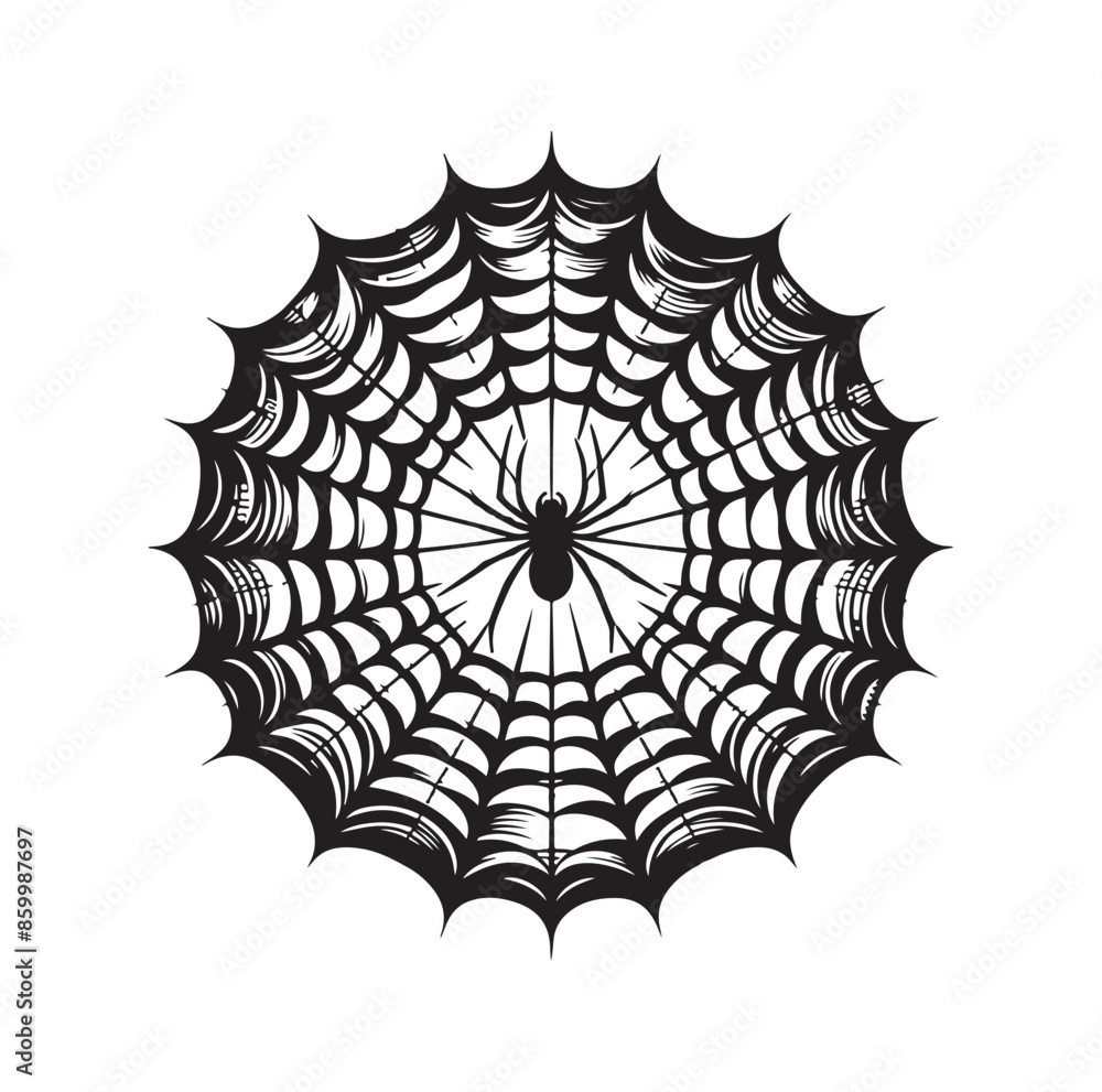 Fototapeta premium SPIDER NET SILHOUETTE VECTOR ILLUSTRATION