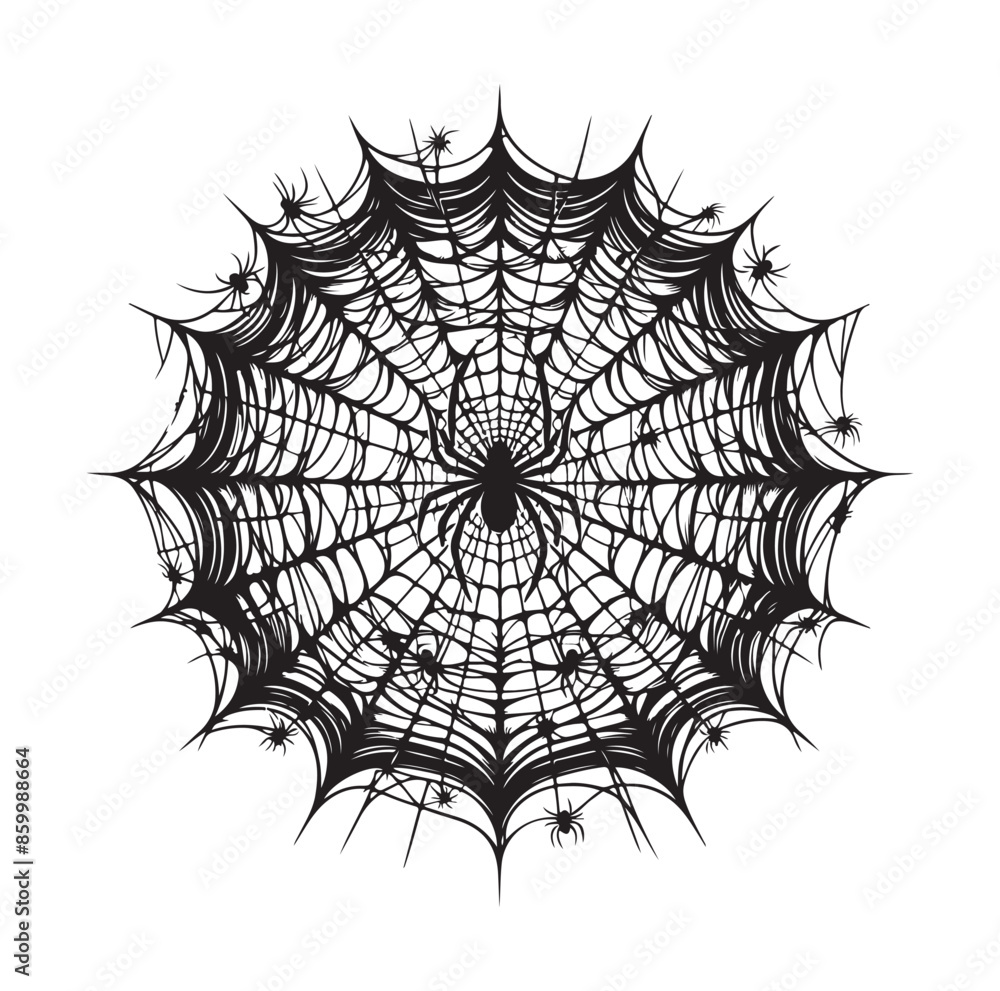 Obraz premium SPIDER NET SILHOUETTE VECTOR ILLUSTRATION