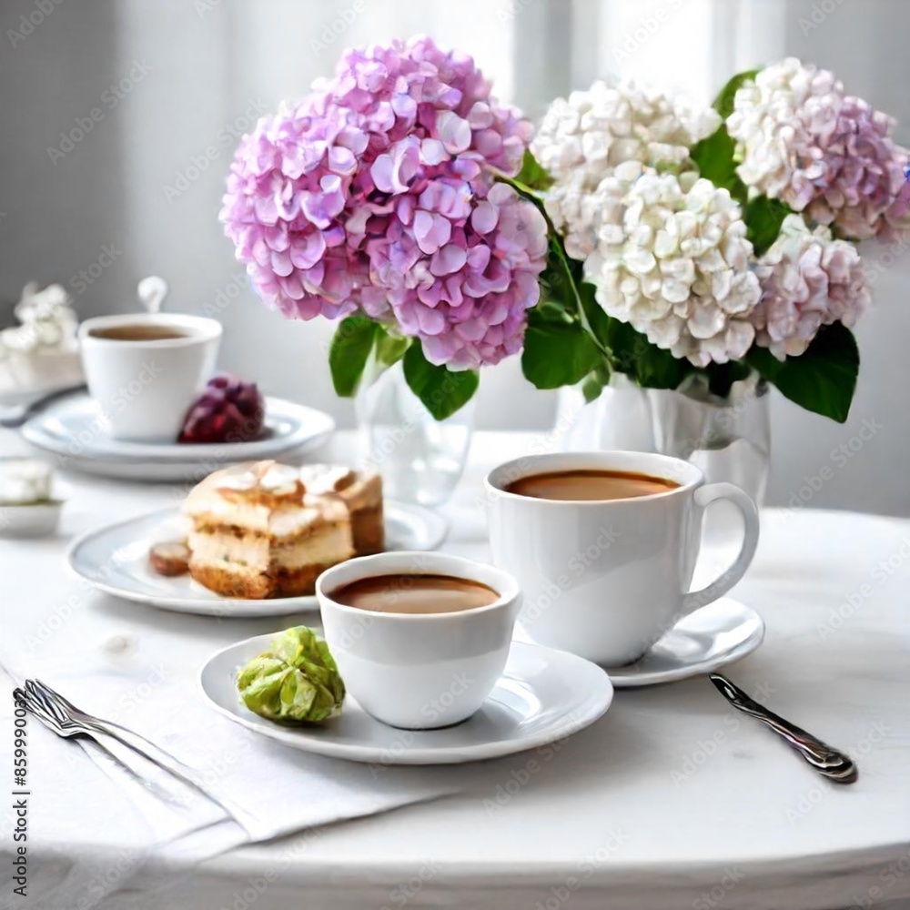 custom made wallpaper toronto digitalcup of coffee with flowers and cookies