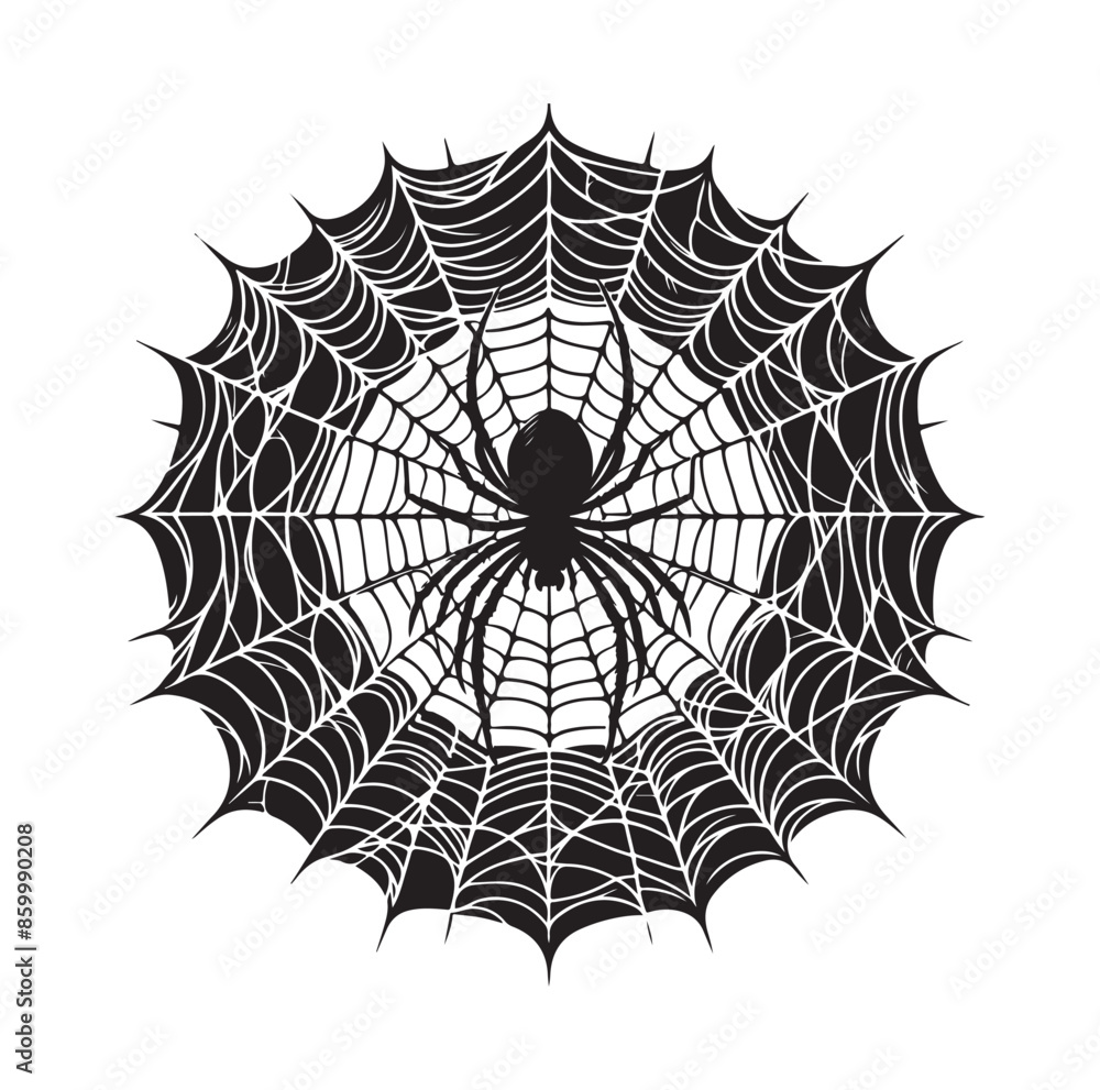 Fototapeta premium SPIDER NET SILHOUETTE VECTOR ILLUSTRATION