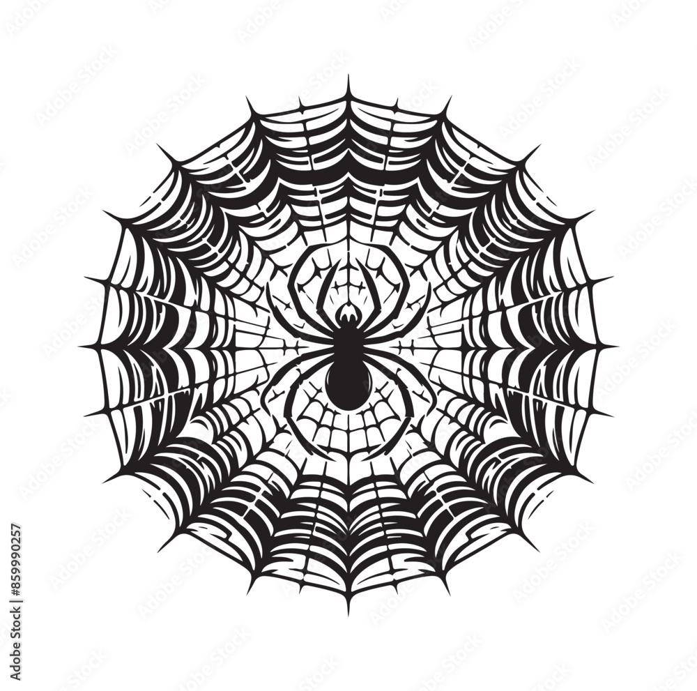 Obraz premium SPIDER NET SILHOUETTE VECTOR ILLUSTRATION