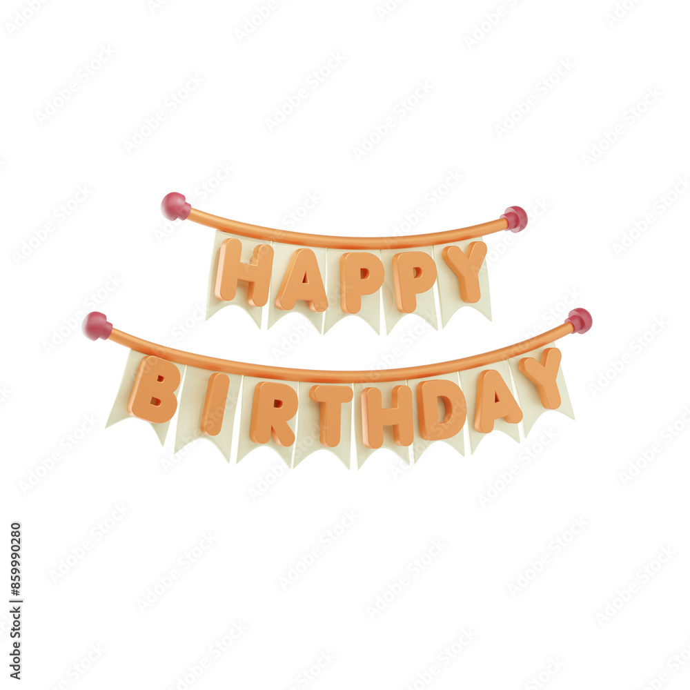 birthday garland 3d icon and illustration birthday garland 3d icon and illustration