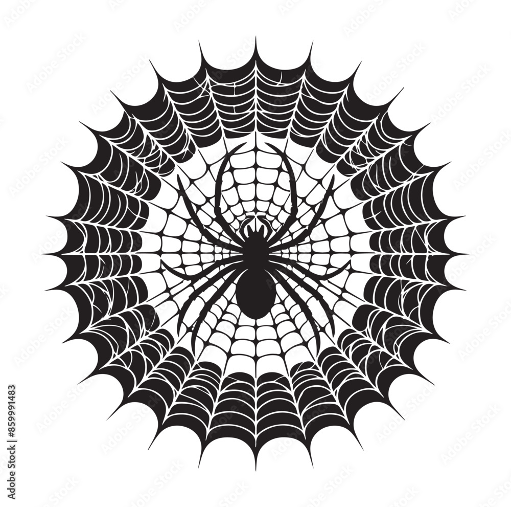 Obraz premium SPIDER NET SILHOUETTE VECTOR ILLUSTRATION