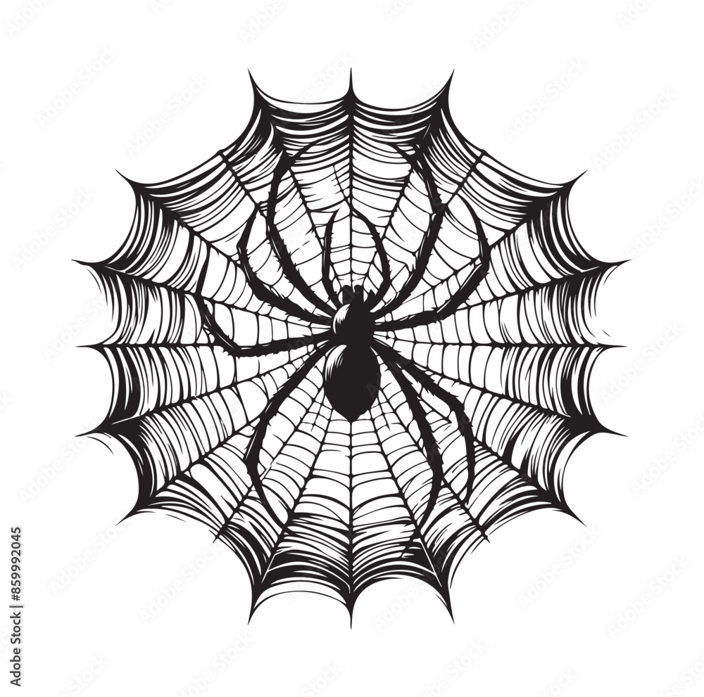 Obraz premium SPIDER NET SILHOUETTE VECTOR ILLUSTRATION