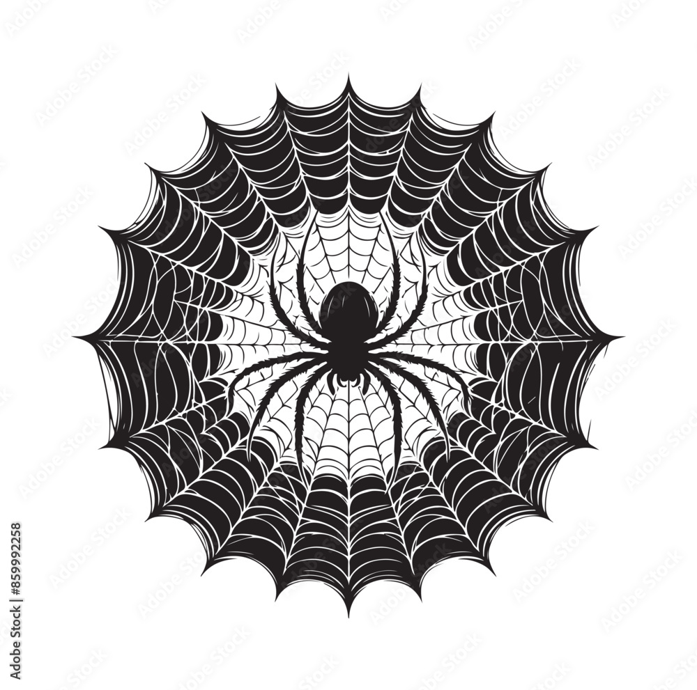 Fototapeta premium SPIDER NET SILHOUETTE VECTOR ILLUSTRATION