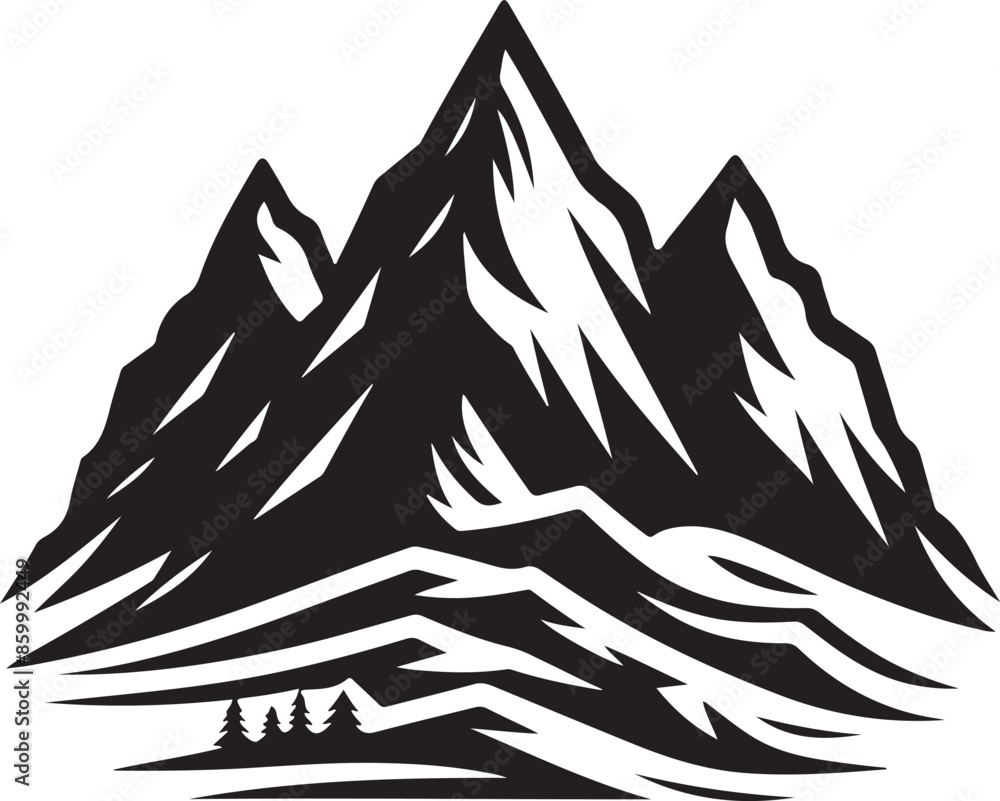A Detailed Mountain Silhouette of vector Illustration for any project seeking a touch of mountain majesty. A Detailed Mountain Silhouette of vector Illustration for any project seeking a touch of mountain majesty.
