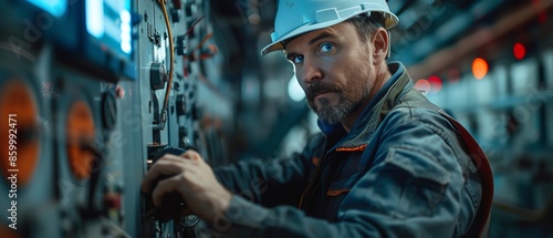 Wallpaper Mural High-resolution 8k image of engineer using AC voltmeter on circuit breaker, electrical maintenance, realistic photography Torontodigital.ca