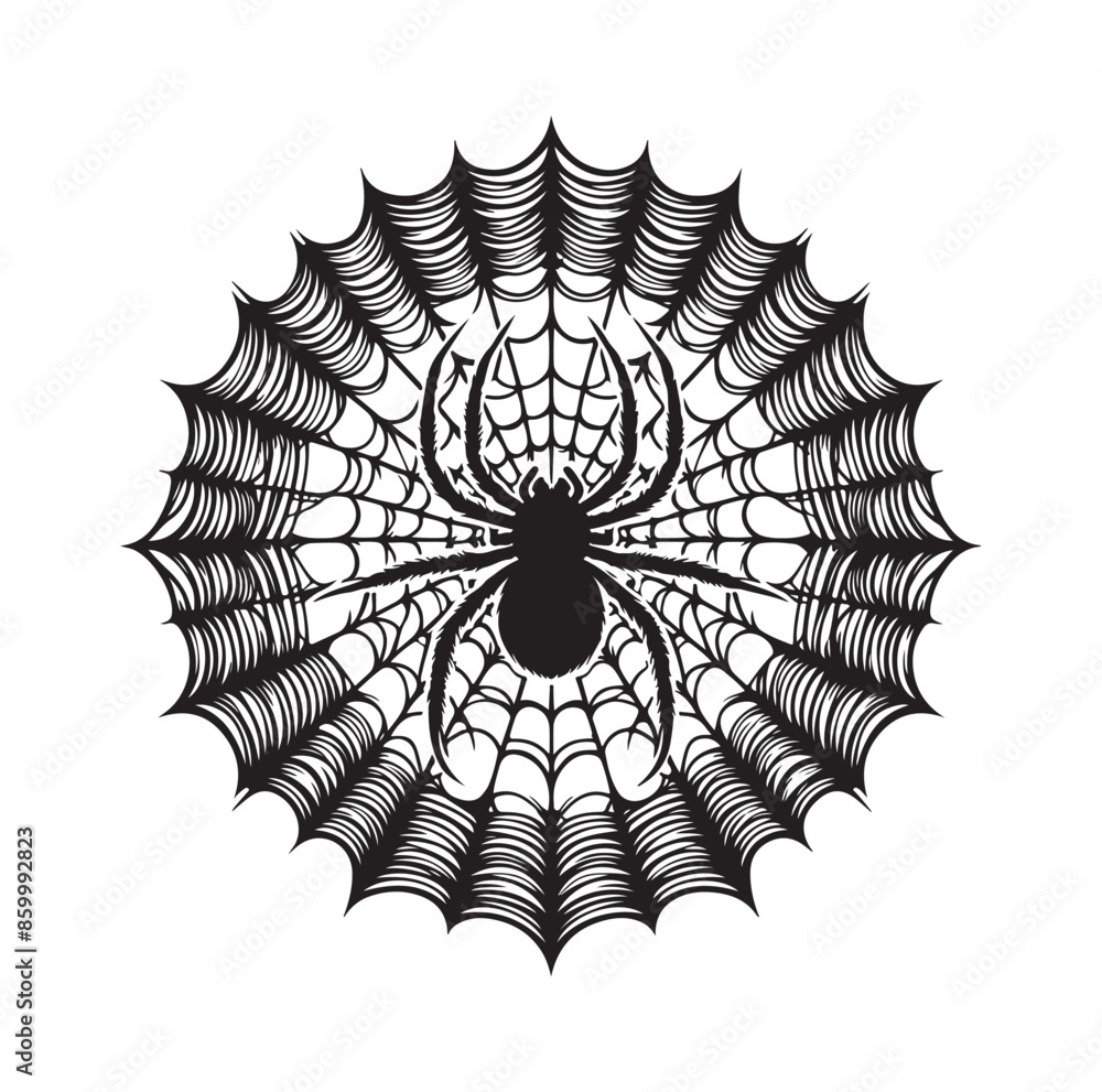 Obraz premium SPIDER NET SILHOUETTE VECTOR ILLUSTRATION