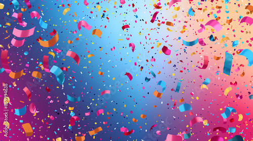Colorful confetti falling on colorful background