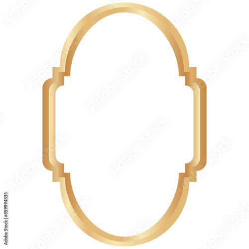 Elegant Illustration of Golden Islamic Border. Gold Luxury Ornament.