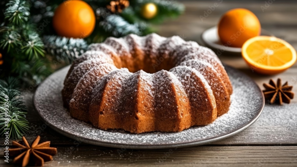 Sweet Christmas delight dusted with powdered sugar Sweet Christmas delight dusted with powdered sugar