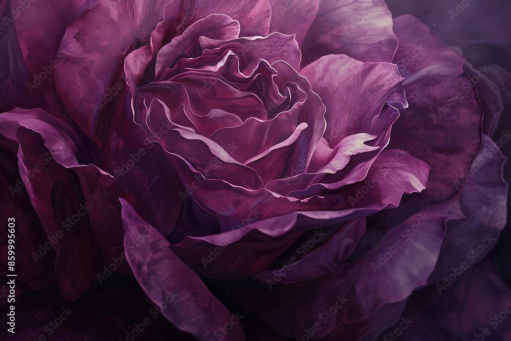 Illustrate a close-up of a velvety soft rose in full bloom, showing delicate petals in rich tones Emphasize the softness and intricate details, Illustrate a close-up of a velvety soft rose in full bloom, showing delicate petals in rich tones Emphasize the softness and intricate details,