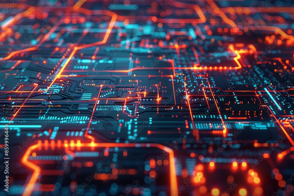 Abstract Circuit Board with Glowing Lines Abstract Circuit Board with Glowing Lines