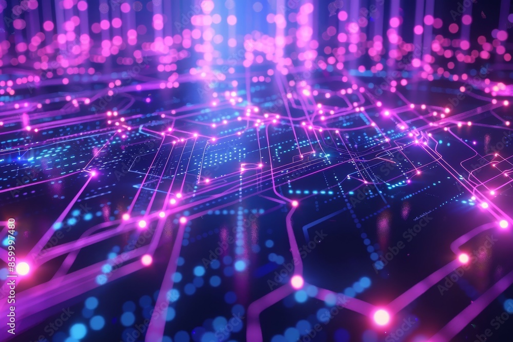 Abstract Digital Circuitry with Glowing Lines Abstract Digital Circuitry with Glowing Lines