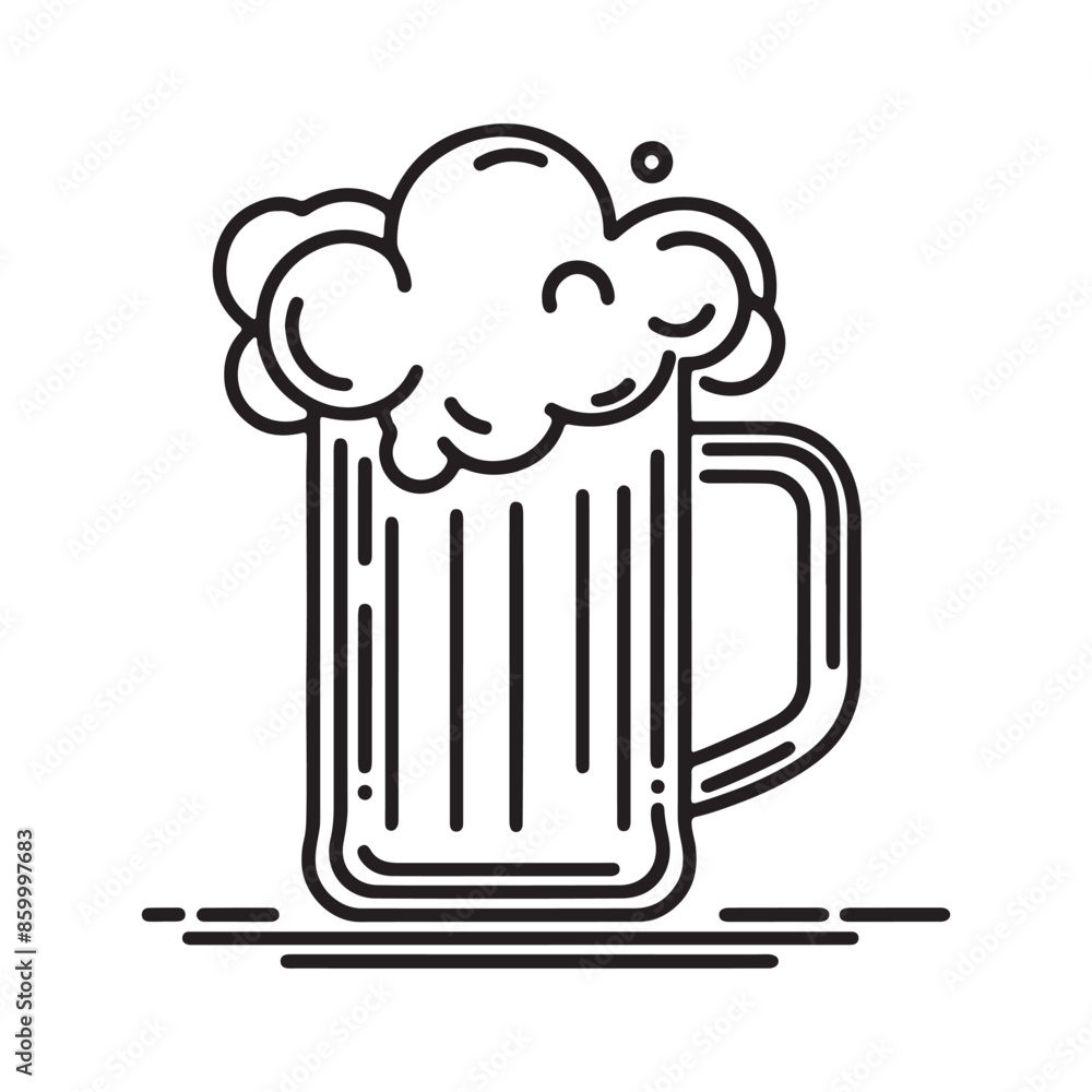 Line Art Beer Mug with Foam – Vector Illustration of a Classic Beer Stein with Frothy Head, Ideal for Brewery Logos, Pub Signs, Oktoberfest Graphics, and Beer-Themed Designs Line Art Beer Mug with Foam – Vector Illustration of a Classic Beer Stein with Frothy Head, Ideal for Brewery Logos, Pub Signs, Oktoberfest Graphics, and Beer-Themed Designs