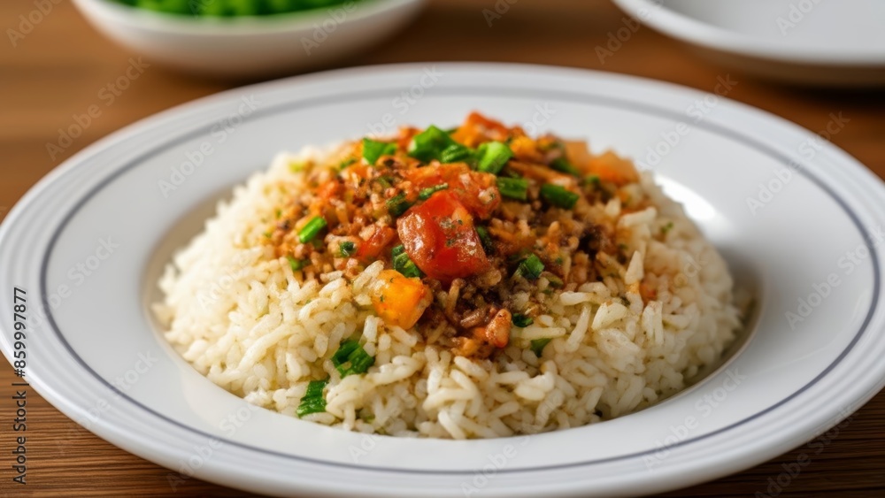  Deliciously seasoned rice with vegetables ready to be savored