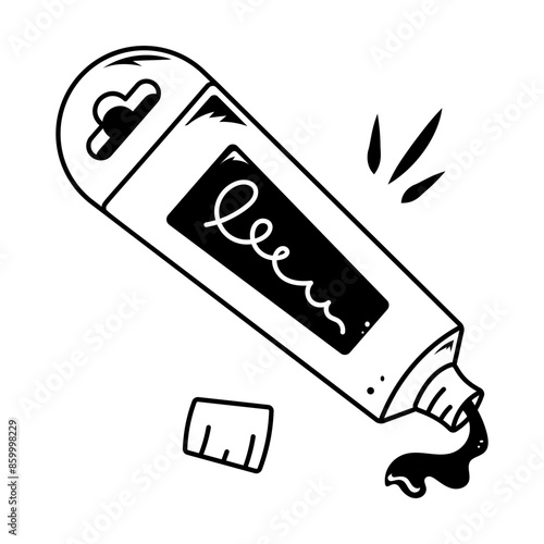 Doodle style con of toothpaste tube  