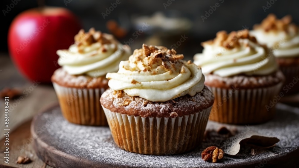 Deliciously baked frosted and topped with nuts these cupcakes are a treat Deliciously baked frosted and topped with nuts these cupcakes are a treat