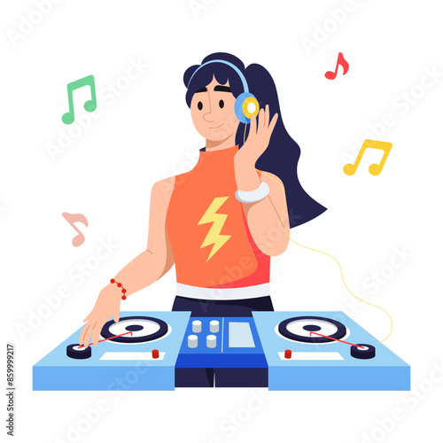 A customizable flat illustration of music dj 