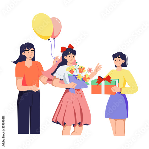 Easy to edit flat illustration of bridal shower 