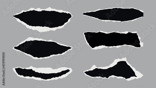 Black & White Torn Vector Paper Pieces