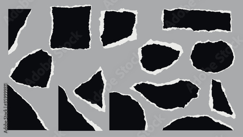 Black & White Torn Vector Paper Pieces
