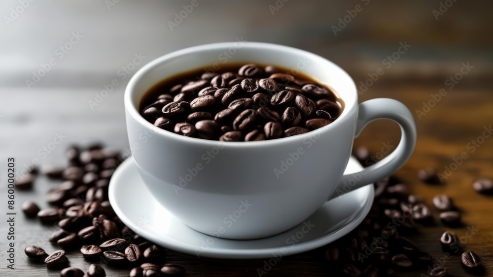 Aromatic coffee beans in a cup ready to brew Aromatic coffee beans in a cup ready to brew