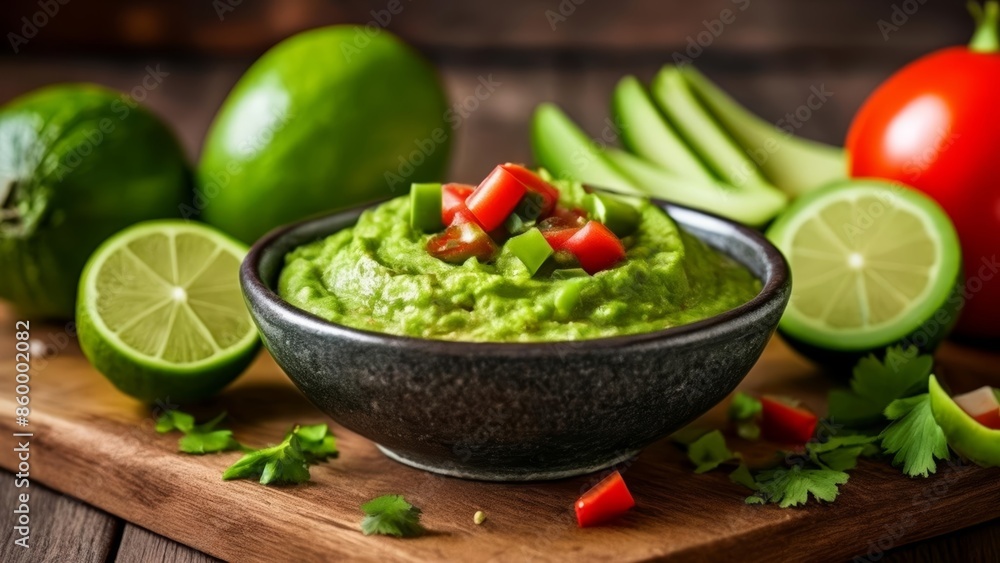 Fresh and vibrant guacamole ready to be savored Fresh and vibrant guacamole ready to be savored