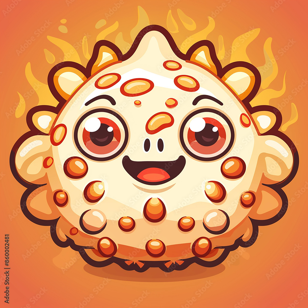 Obraz premium Vector_Pufferfish_bake_with_heat_cartoon_vector