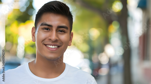 Young hispanic man smiling confident standing at street : Generative AI