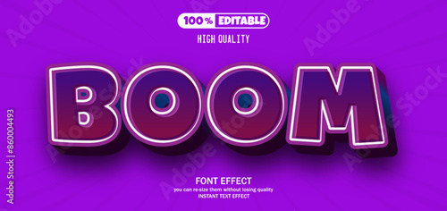 Boom text effect. Editable text effect.