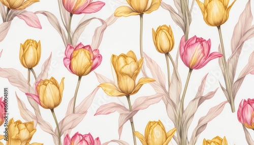 seamless pattern with tulips