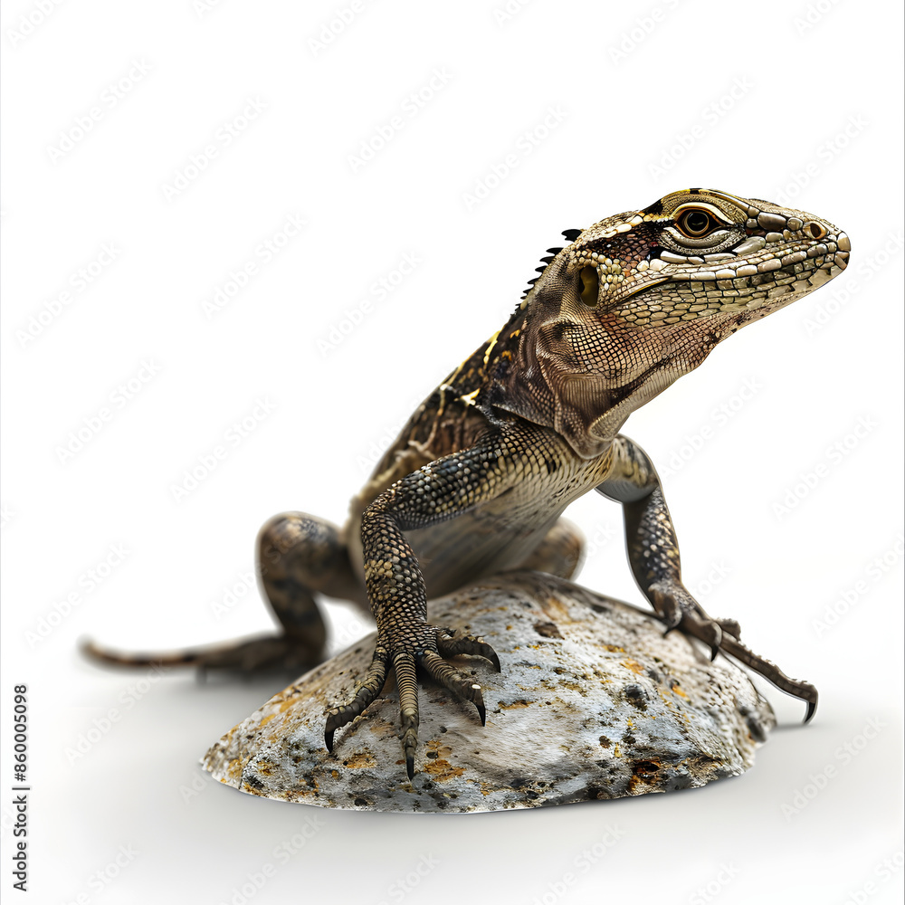 Obraz premium Clipart illustration of lizard on a white background. Suitable for crafting and digital design projects.[A-0002]
