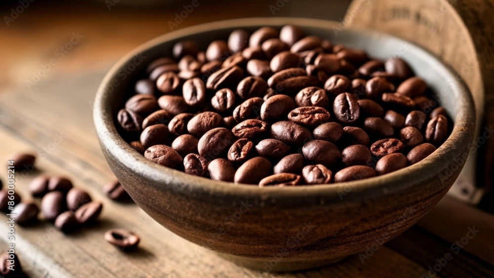 Coffee beans ready to brew a warm morning Coffee beans ready to brew a warm morning