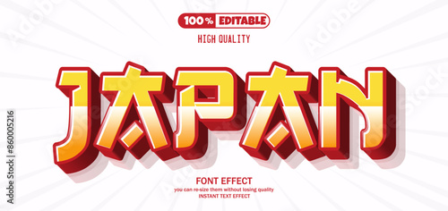 Japan text effect. Editable text effect.