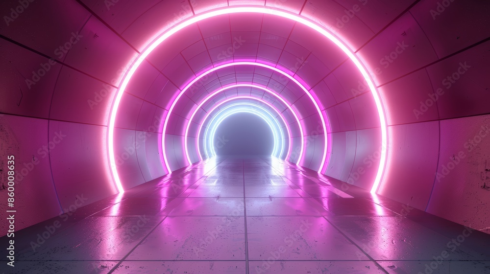 Futuristic neon tunnel with radiant lights and grid patterns, evoking a digital cyber space and immersive virtual reality, electric hues and sleek designs creating a high-tech ambiance Futuristic neon tunnel with radiant lights and grid patterns, evoking a digital cyber space and immersive virtual reality, electric hues and sleek designs creating a high-tech ambiance