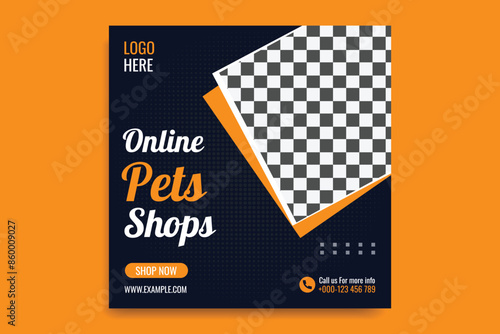 Pet shop social media post design pet Instagram template