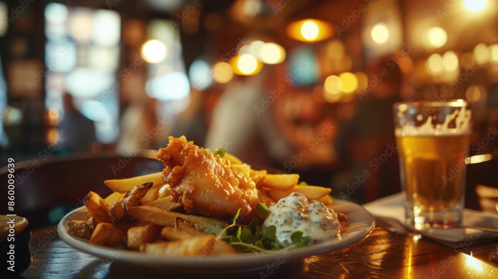 Delicious Plate of Fish and Chips with Tartar Sauce Delicious Plate of Fish and Chips with Tartar Sauce